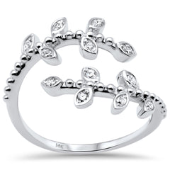 DIAMOND CLOSEOUT! .15ct G SI 14K White Gold Diamond Leaf Wrap around Ring Size 6.5