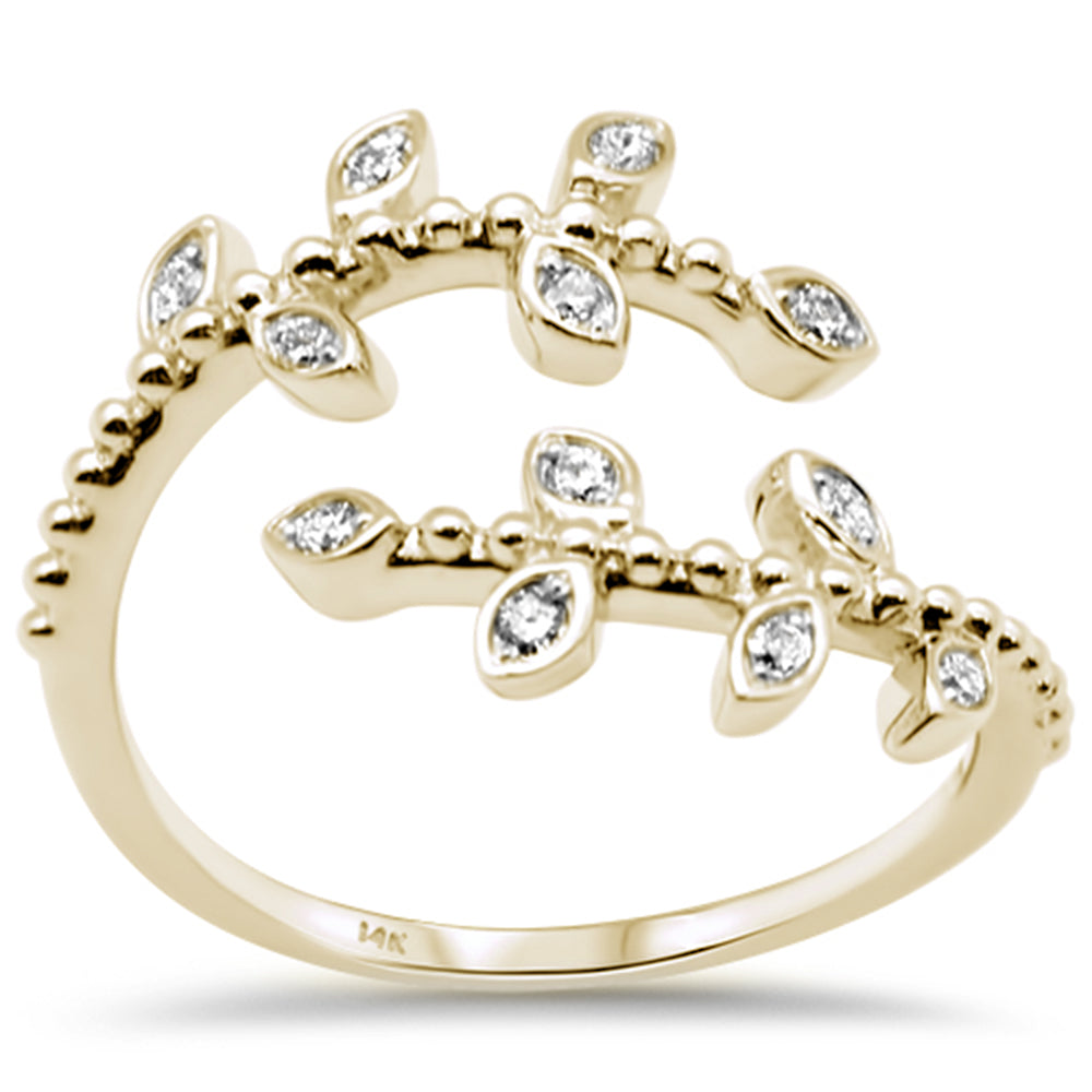 DIAMOND CLOSEOUT! .14ct G SI 14K Yellow Gold Diamond Leaf Wrap around Ring Size 6.5