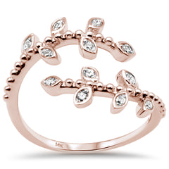 DIAMOND CLOSEOUT! .15ct G SI 14K Rose Gold Diamond Leaf Wrap around Ring Size 6.5