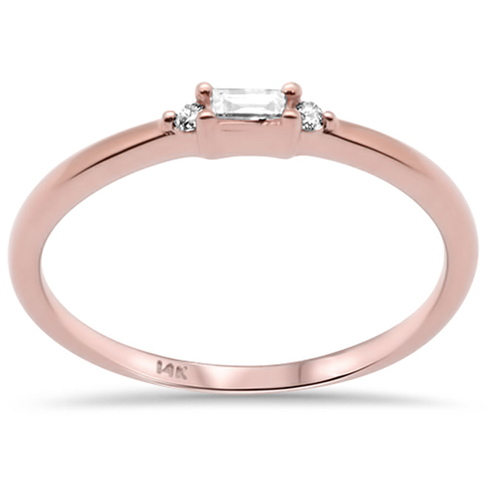 DIAMOND CLOSEOUT! .07ct G SI 14K Rose Gold Diamond Round & Baguette Band Ring Size 6.5