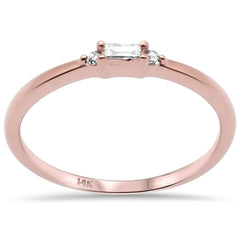 DIAMOND CLOSEOUT! .07ct G SI 14K Rose Gold Diamond Round & Baguette Band Ring Size 6.5