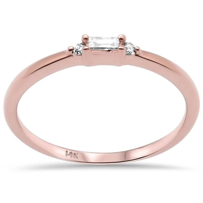 DIAMOND CLOSEOUT! .07ct G SI 14K Rose Gold Diamond Round & Baguette Band Ring Size 6.5