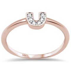 DIAMOND CLOSEOUT! .06ct G SI 14K Rose Gold Diamond U Shape Ring Size 6.5