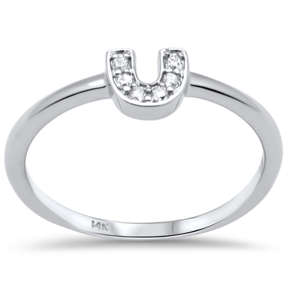 DIAMOND CLOSEOUT! .07ct G SI 14K White Gold Diamond U Shape Ring Size 6.5