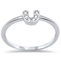 DIAMOND CLOSEOUT! .07ct G SI 14K White Gold Diamond U Shape Ring Size 6.5