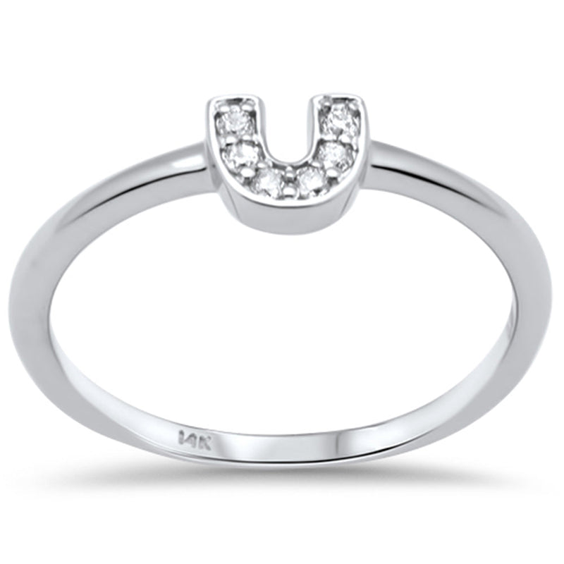 DIAMOND CLOSEOUT! .07ct G SI 14K White Gold Diamond U Shape Ring Size 6.5