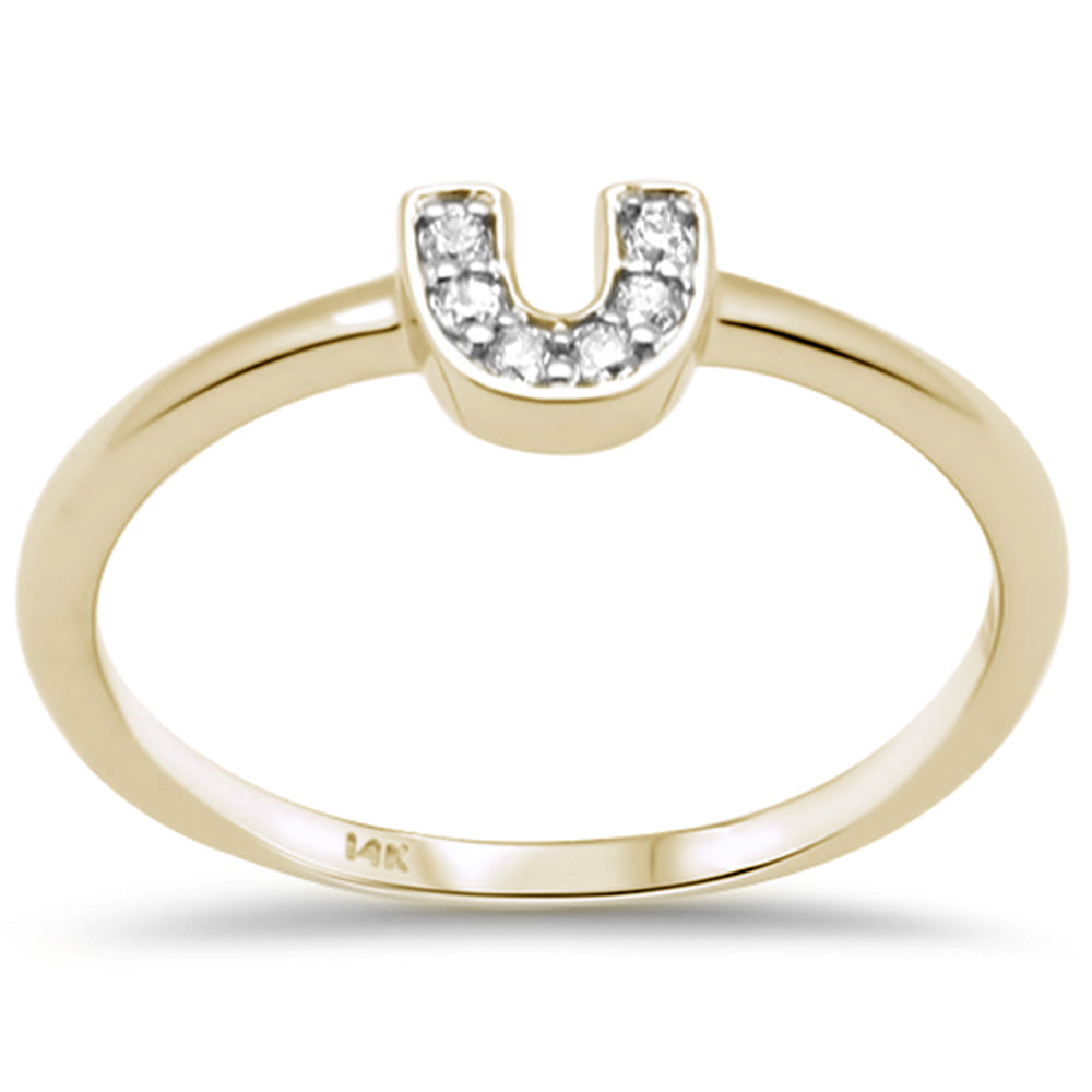 DIAMOND CLOSEOUT! .07ct G SI 14K Yellow Gold Diamond U Shape Ring Size 6.5