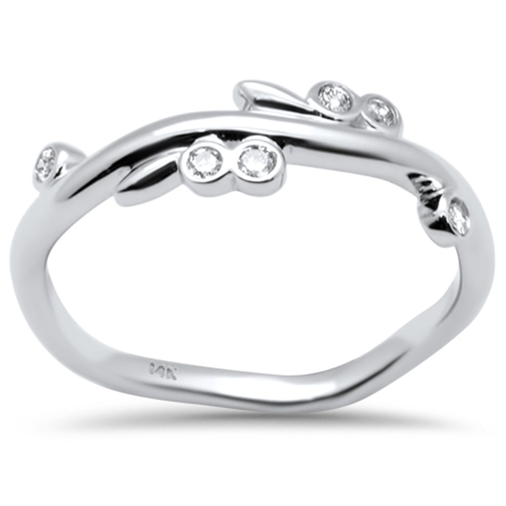 DIAMOND CLOSEOUT! .10ct G SI 14K White Gold Diamond Leaf Ring Size 6.5