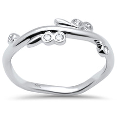 DIAMOND CLOSEOUT! .10ct G SI 14K White Gold Diamond Leaf Ring Size 6.5