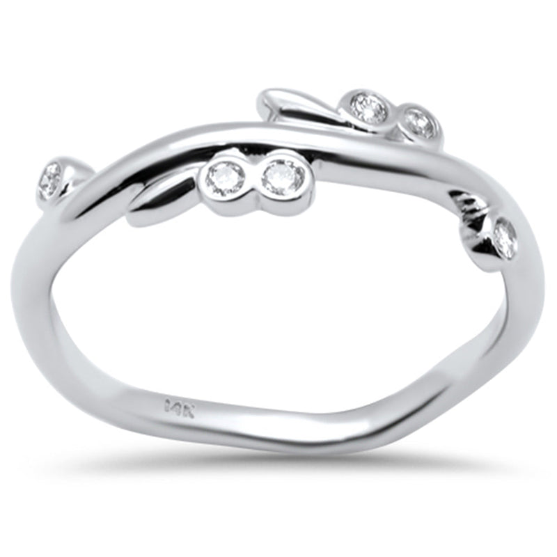 DIAMOND CLOSEOUT! .10ct G SI 14K White Gold Diamond Leaf Ring Size 6.5