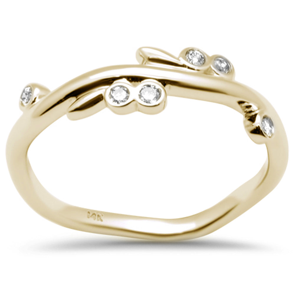 DIAMOND CLOSEOUT! .09ct G SI 14K Yellow Gold Diamond Leaf Ring Size 6.5