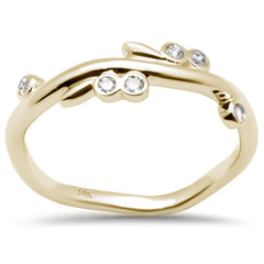 DIAMOND CLOSEOUT! .09ct G SI 14K Yellow Gold Diamond Leaf Ring Size 6.5