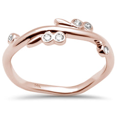 DIAMOND CLOSEOUT! .10ct G SI 14K Rose Gold Diamond Leaf Ring Size 6.5
