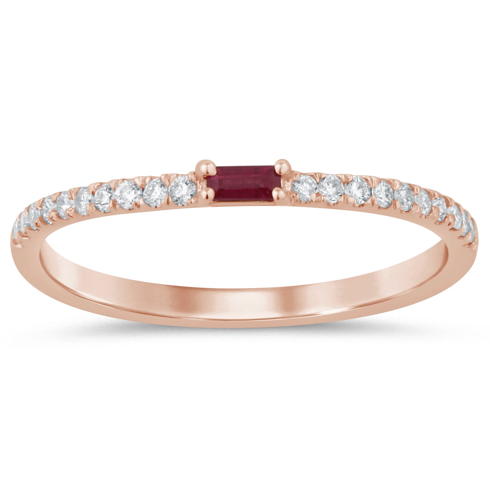 GEMSTONE CLOSEOUT! GEMSTONE CLOSEOUT!  .19ct G SI 14K Rose Gold Diamond & Ruby Gemstone Stackable Band Ring Size 6.5