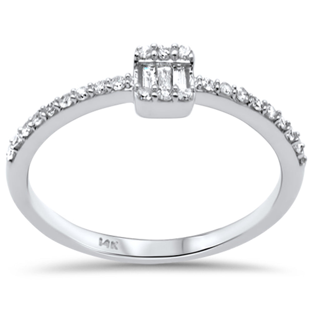 DIAMOND CLOSEOUT! .19ct G SI 14K White Gold Diamond Round & Baguette Ladies Ring Size 6.5