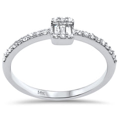 DIAMOND CLOSEOUT! .19ct G SI 14K White Gold Diamond Round & Baguette Ladies Ring Size 6.5