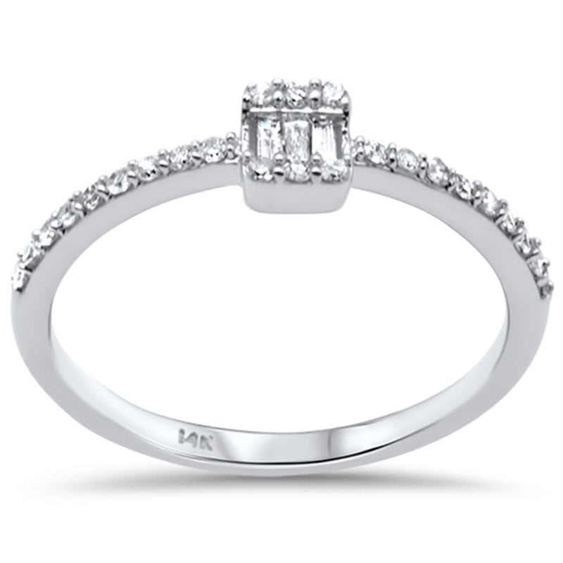 DIAMOND CLOSEOUT! .19ct G SI 14K White Gold Diamond Round & Baguette Ladies Ring Size 6.5
