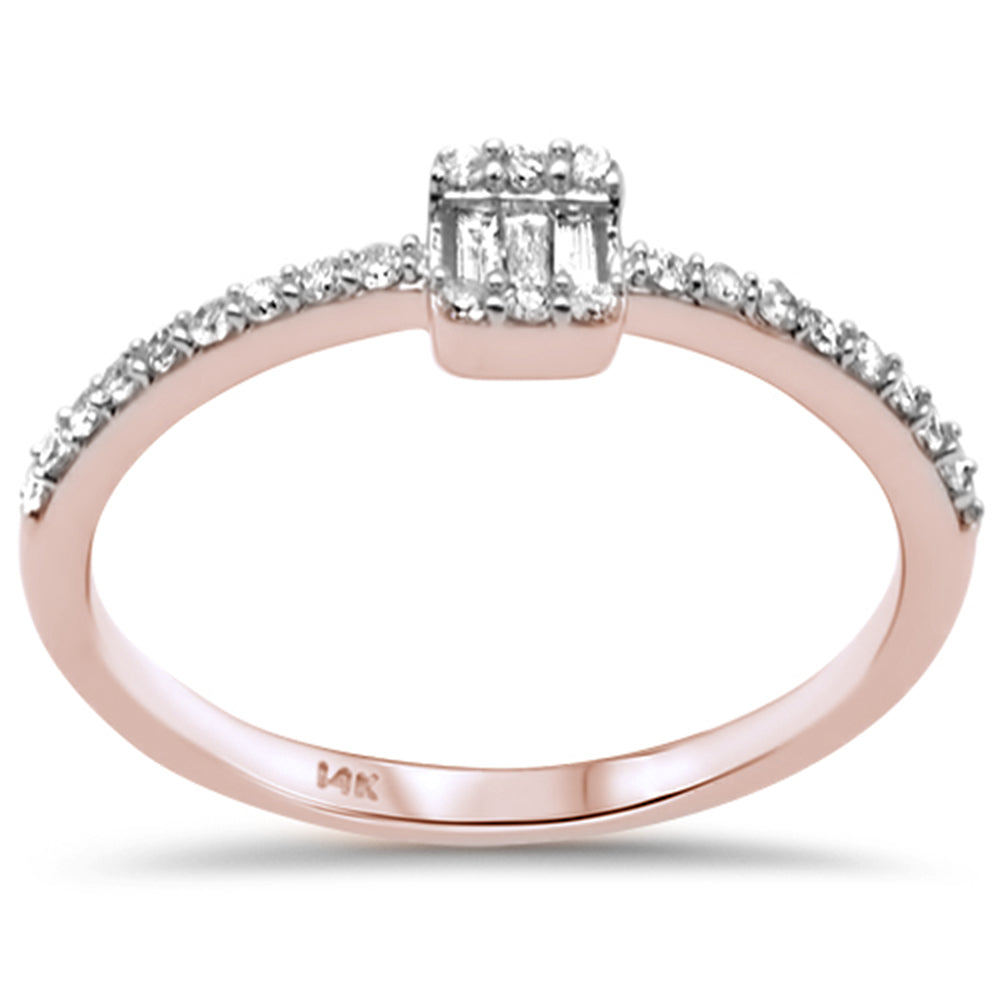 DIAMOND CLOSEOUT! .19ct G SI 14K Rose Gold Diamond Round & Baguette Ladies Ring Size 6.5