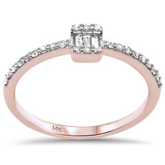 DIAMOND CLOSEOUT! .19ct G SI 14K Rose Gold Diamond Round & Baguette Ladies Ring Size 6.5