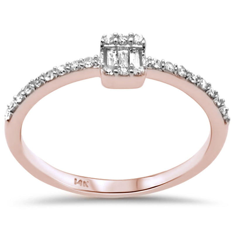 DIAMOND CLOSEOUT! .19ct G SI 14K Rose Gold Diamond Round & Baguette Ladies Ring Size 6.5