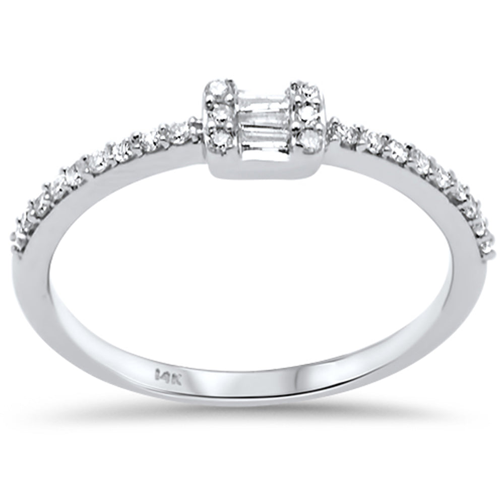 DIAMOND CLOSEOUT! .19ct G SI 14K White Gold Diamond Round & Baguette Ladies Ring Size 6.5