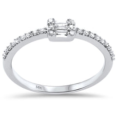 DIAMOND CLOSEOUT! .19ct G SI 14K White Gold Diamond Round & Baguette Ladies Ring Size 6.5
