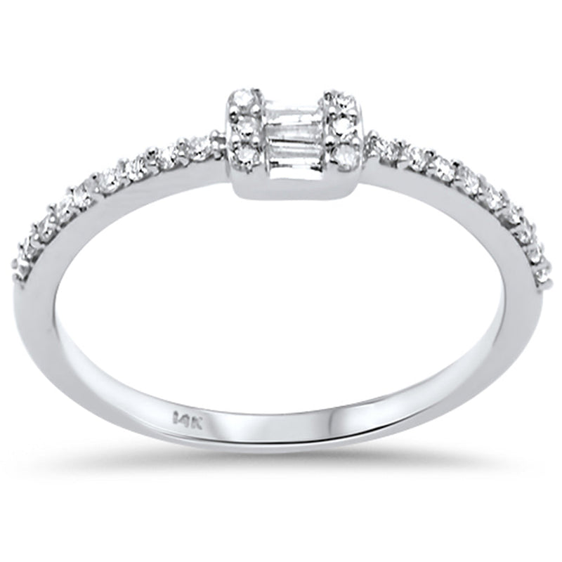 DIAMOND CLOSEOUT! .19ct G SI 14K White Gold Diamond Round & Baguette Ladies Ring Size 6.5