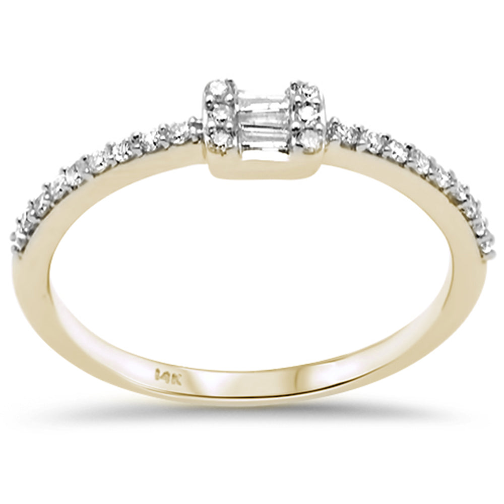 DIAMOND CLOSEOUT! .19ct G SI 14K Yellow Gold Diamond Round & Baguette Ladies Ring Size 6.5