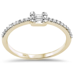 DIAMOND CLOSEOUT! .19ct G SI 14K Yellow Gold Diamond Round & Baguette Ladies Ring Size 6.5