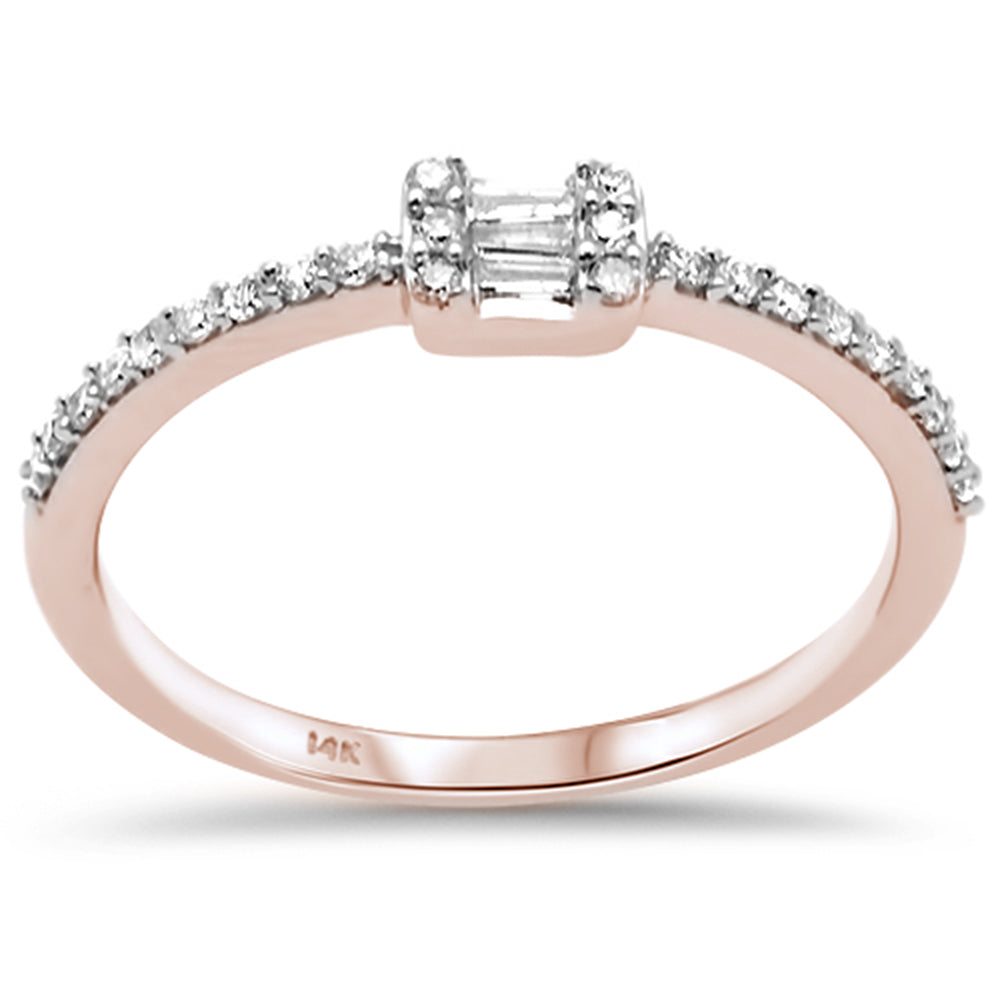 DIAMOND CLOSEOUT! .19ct G SI 14KT Rose Diamond Round & Baguette Ladies Ring Size 6.5