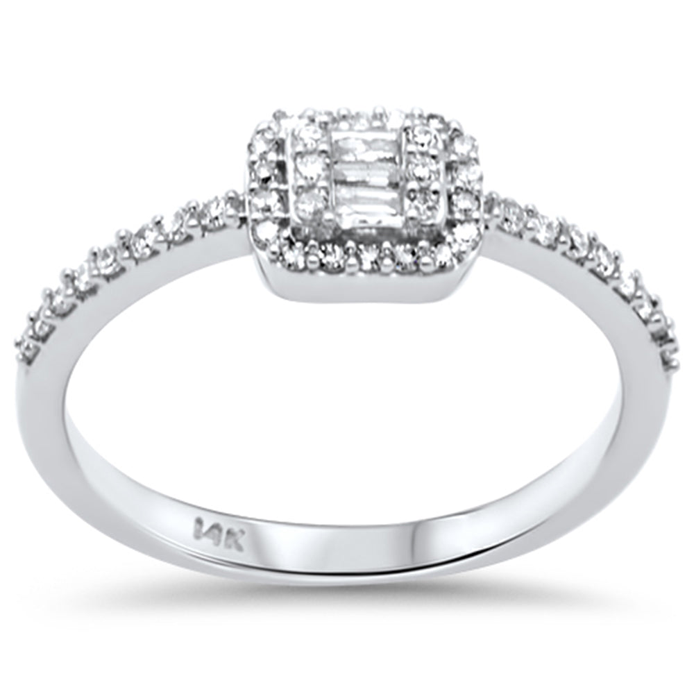 DIAMOND CLOSEOUT! .24ct G SI 14K White Gold Diamond Round & Baguette Ladies Ring Size 6.5