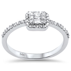 DIAMOND CLOSEOUT! .24ct G SI 14K White Gold Diamond Round & Baguette Ladies Ring Size 6.5