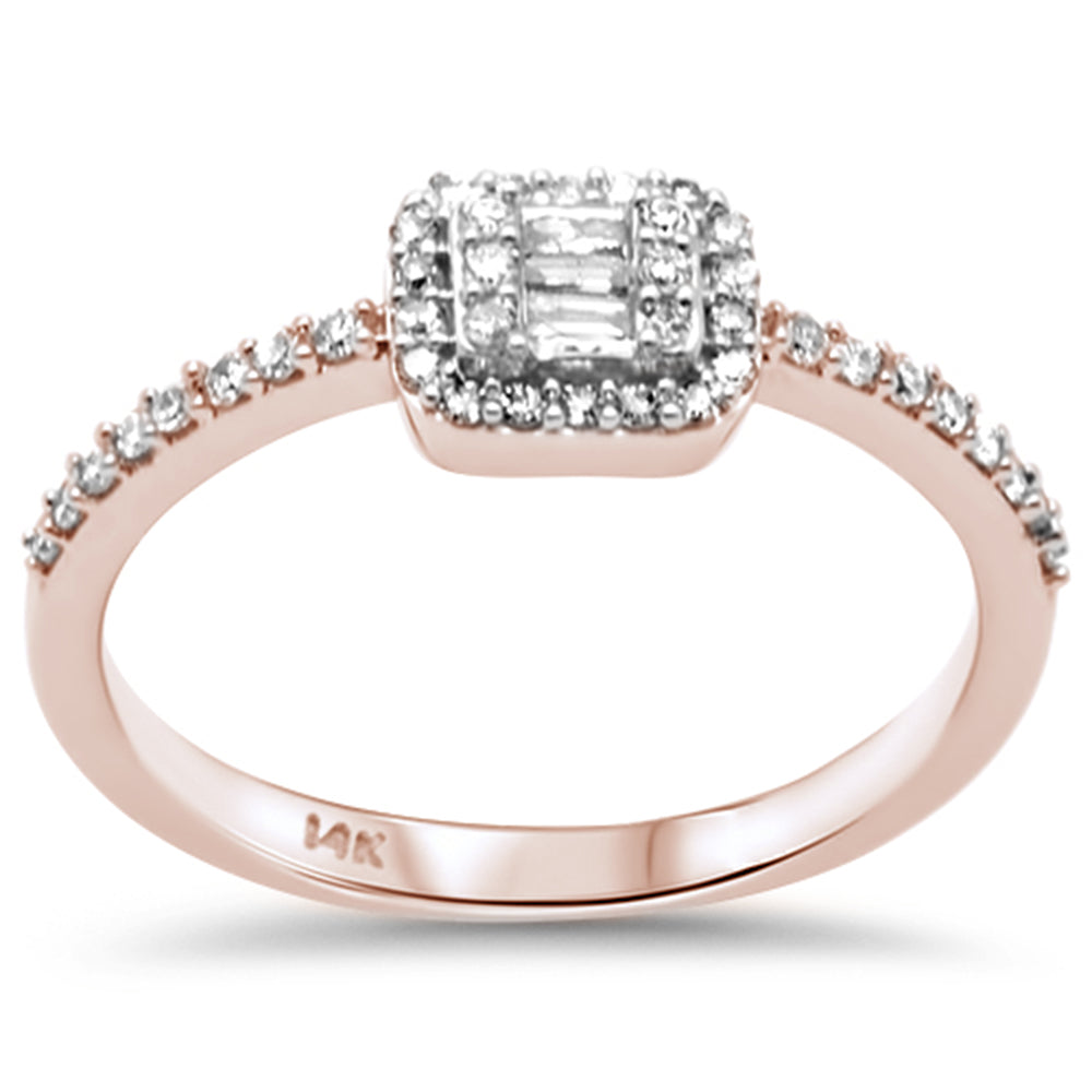 DIAMOND CLOSEOUT! .24ct G SI 14K Rose Gold Diamond Round & Baguette Ladies Ring Size 6.5