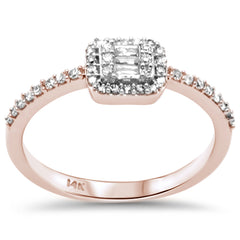DIAMOND CLOSEOUT! .24ct G SI 14K Rose Gold Diamond Round & Baguette Ladies Ring Size 6.5