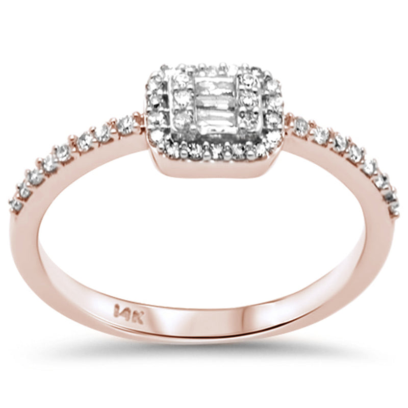 DIAMOND CLOSEOUT! .24ct G SI 14K Rose Gold Diamond Round & Baguette Ladies Ring Size 6.5