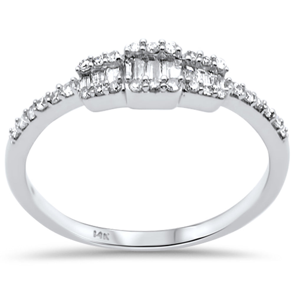 DIAMOND CLOSEOUT! .24ct G SI 14K White Gold Diamond Round & Baguette Ladies Ring Size 6.5