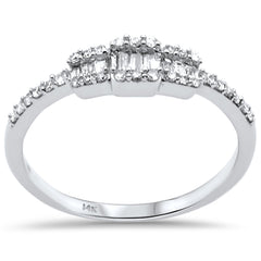 DIAMOND CLOSEOUT! .24ct G SI 14K White Gold Diamond Round & Baguette Ladies Ring Size 6.5