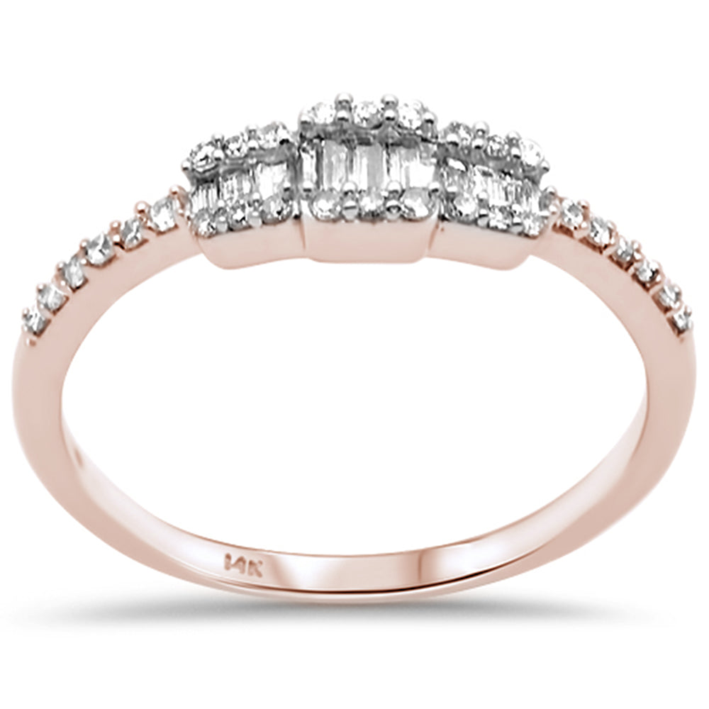 DIAMOND CLOSEOUT! .23ct G SI 14K Rose Gold Diamond Round & Baguette Ladies Ring Size 6.5