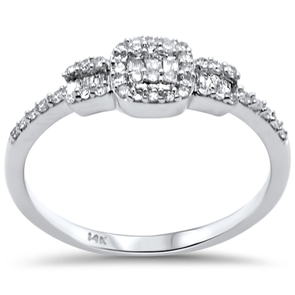 DIAMOND CLOSEOUT! .28ct G SI 14K White Gold Diamond Round & Baguette Ladies Ring Size 6.5