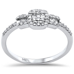 DIAMOND CLOSEOUT! .28ct G SI 14K White Gold Diamond Round & Baguette Ladies Ring Size 6.5