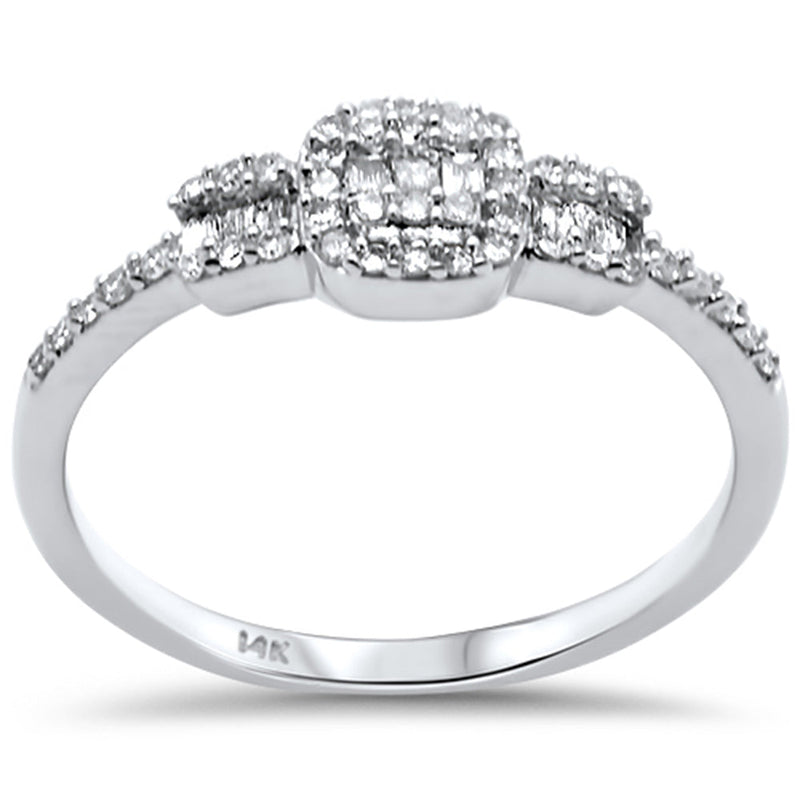 DIAMOND CLOSEOUT! .28ct G SI 14K White Gold Diamond Round & Baguette Ladies Ring Size 6.5