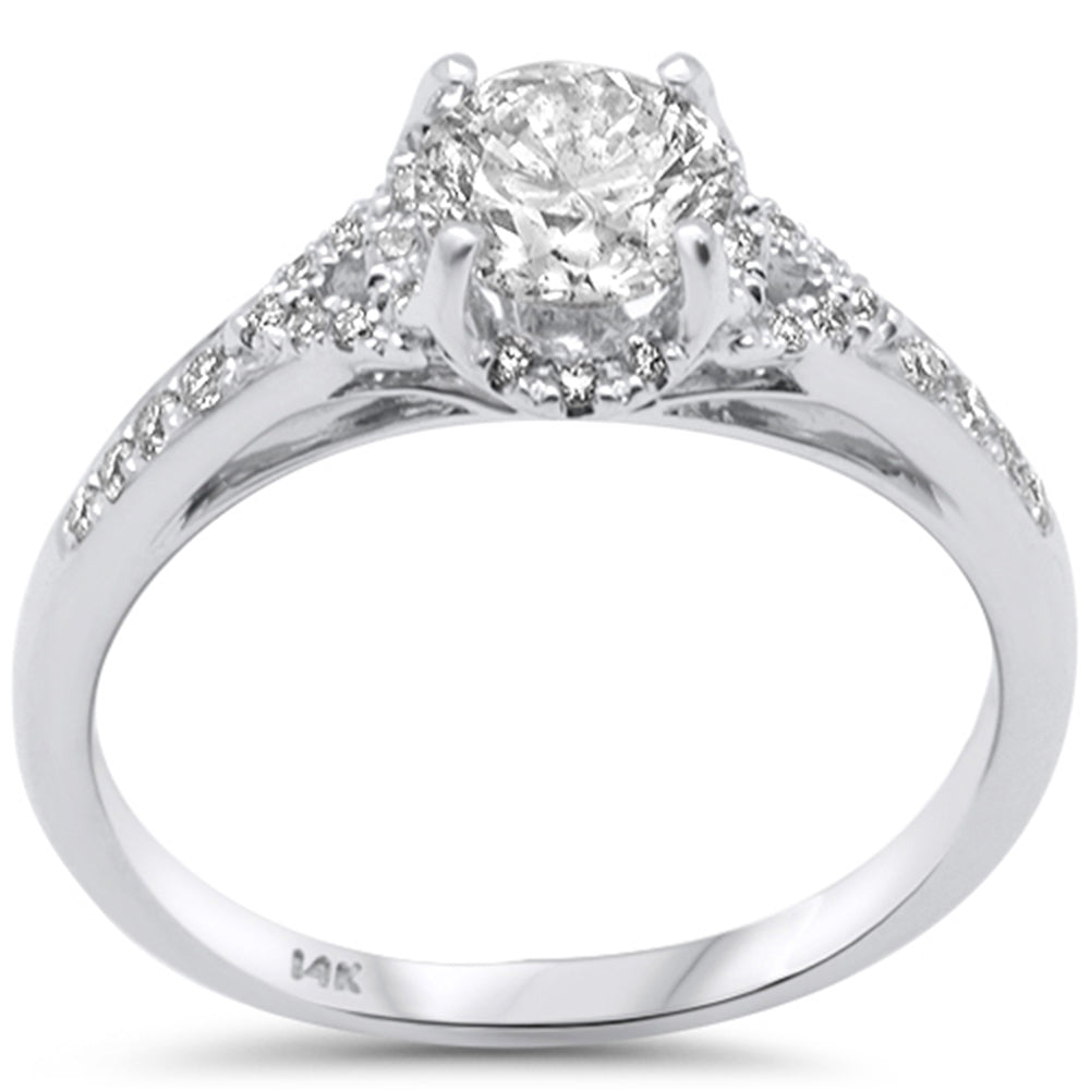 DIAMOND CLOSEOUT! .96ct G SI 14K White Gold Round Diamond Halo Engagement Ring Size 6.5