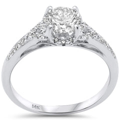 DIAMOND CLOSEOUT! .96ct G SI 14K White Gold Round Diamond Halo Engagement Ring Size 6.5
