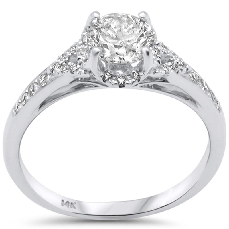 DIAMOND CLOSEOUT! .96ct G SI 14K White Gold Round Diamond Halo Engagement Ring Size 6.5