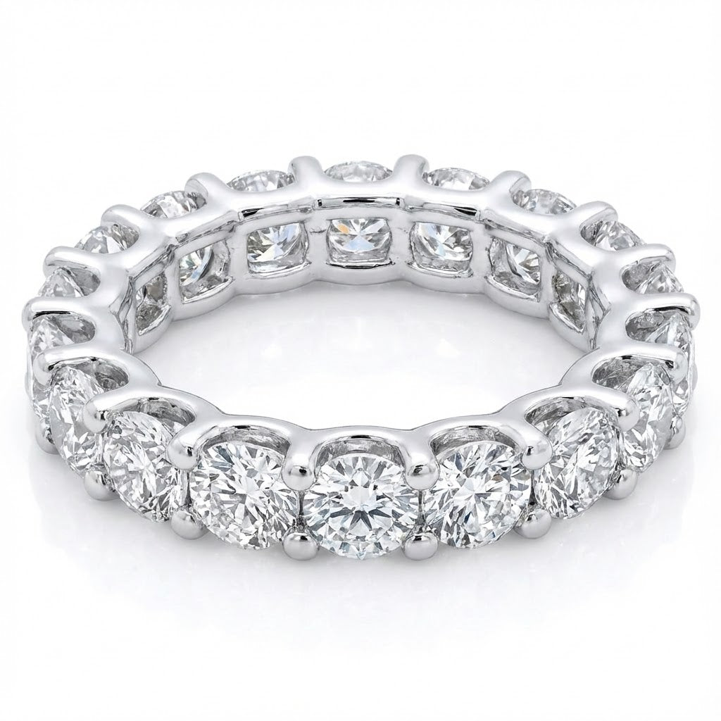SPECIAL!4.15ct G SI 14K White Gold Round Diamond Eternity Ring Size 6.5