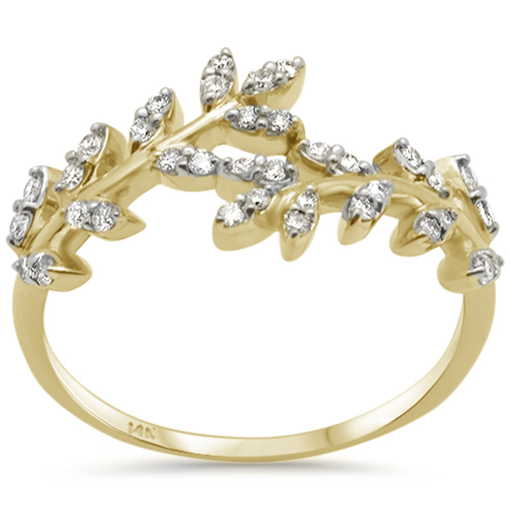 SPECIAL! .26ct G SI 14K Yellow Gold Diamond Leaf Design Ring Band Size 6.5