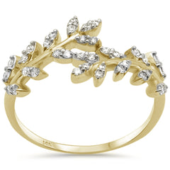 SPECIAL! .26ct G SI 14K Yellow Gold Diamond Leaf Design Ring Band Size 6.5