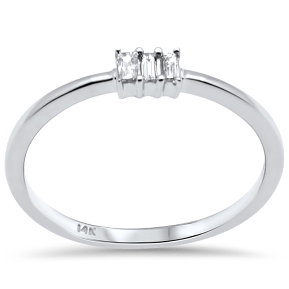 DIAMOND CLOSEOUT! .08ct G SI 14K-White Gold Baguette Diamond Ring Band Size 6.5