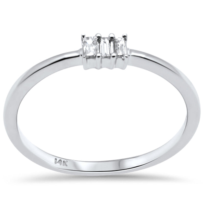 DIAMOND CLOSEOUT! .08ct G SI 14K-White Gold Baguette Diamond Ring Band Size 6.5