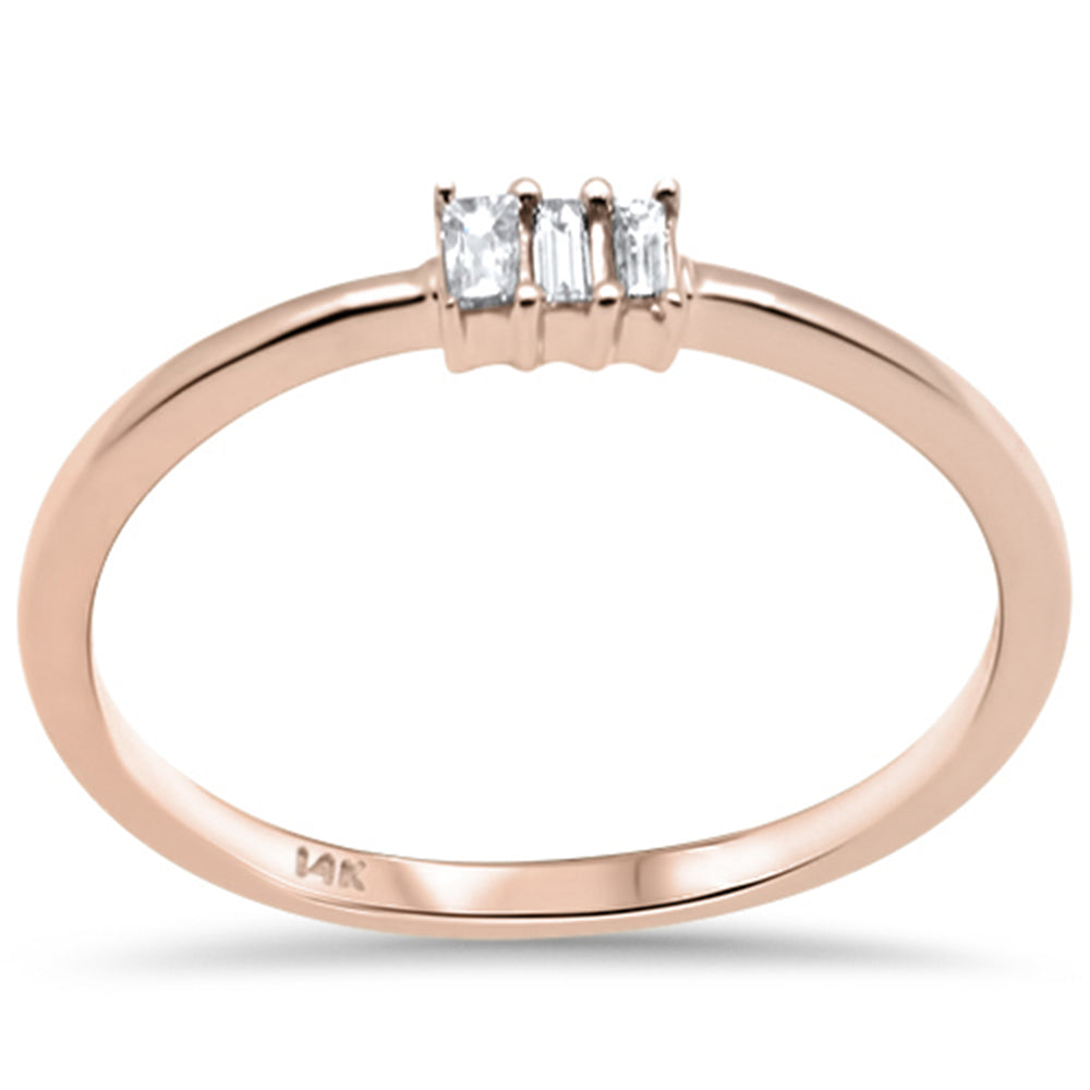 DIAMOND CLOSEOUT! .07ct G SI 14K Rose Gold Baguette Diamond Ring Band Size 6.5